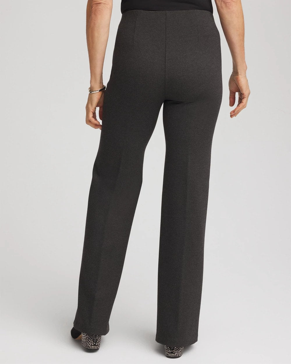 Chico's Petite Juliet Wide Full-Length Ponte Pants GRAPHITE HEATHER GRAY