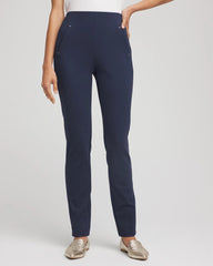 Chico's Petite Juliet Slim Trim Detail Pants PASSPORT BLUE