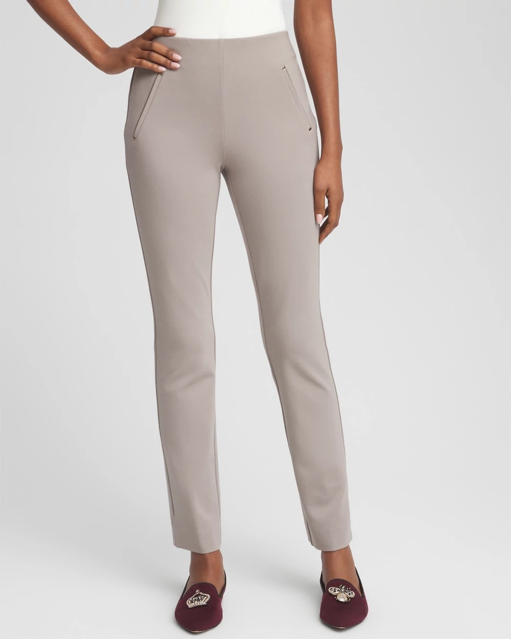 Chico's Petite Juliet Slim Trim Detail Ankle Pants ROCKY MOUNTAIN