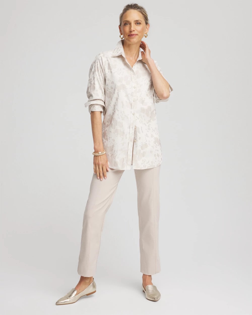 Chico's Petite Bi-Stretch Straight Ankle Pants SMOKEY TAUPE