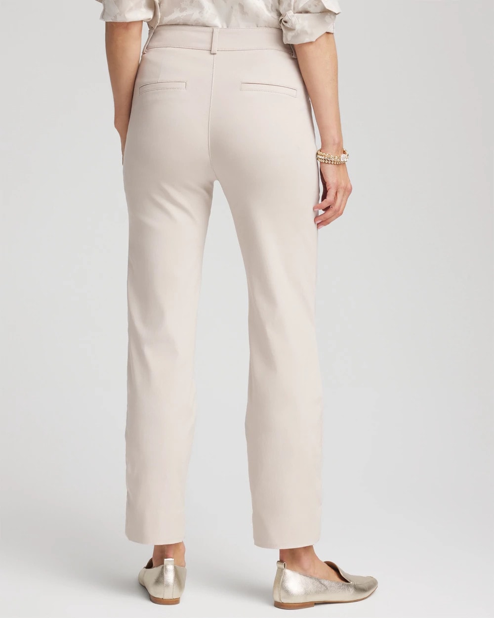 Chico's Petite Bi-Stretch Straight Ankle Pants SMOKEY TAUPE
