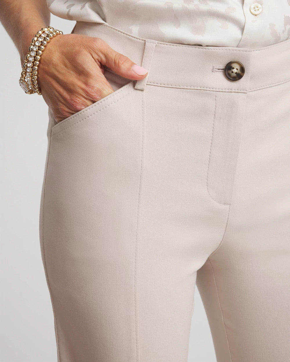 Chico's Petite Bi-Stretch Straight Ankle Pants SMOKEY TAUPE