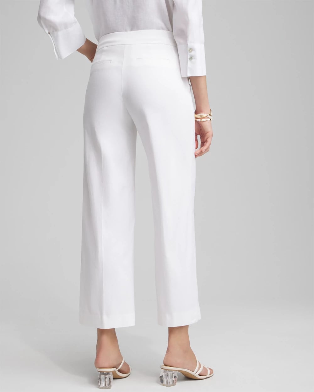 Chico's Petite Brigitte Wide Leg Cropped Pants ALABASTER