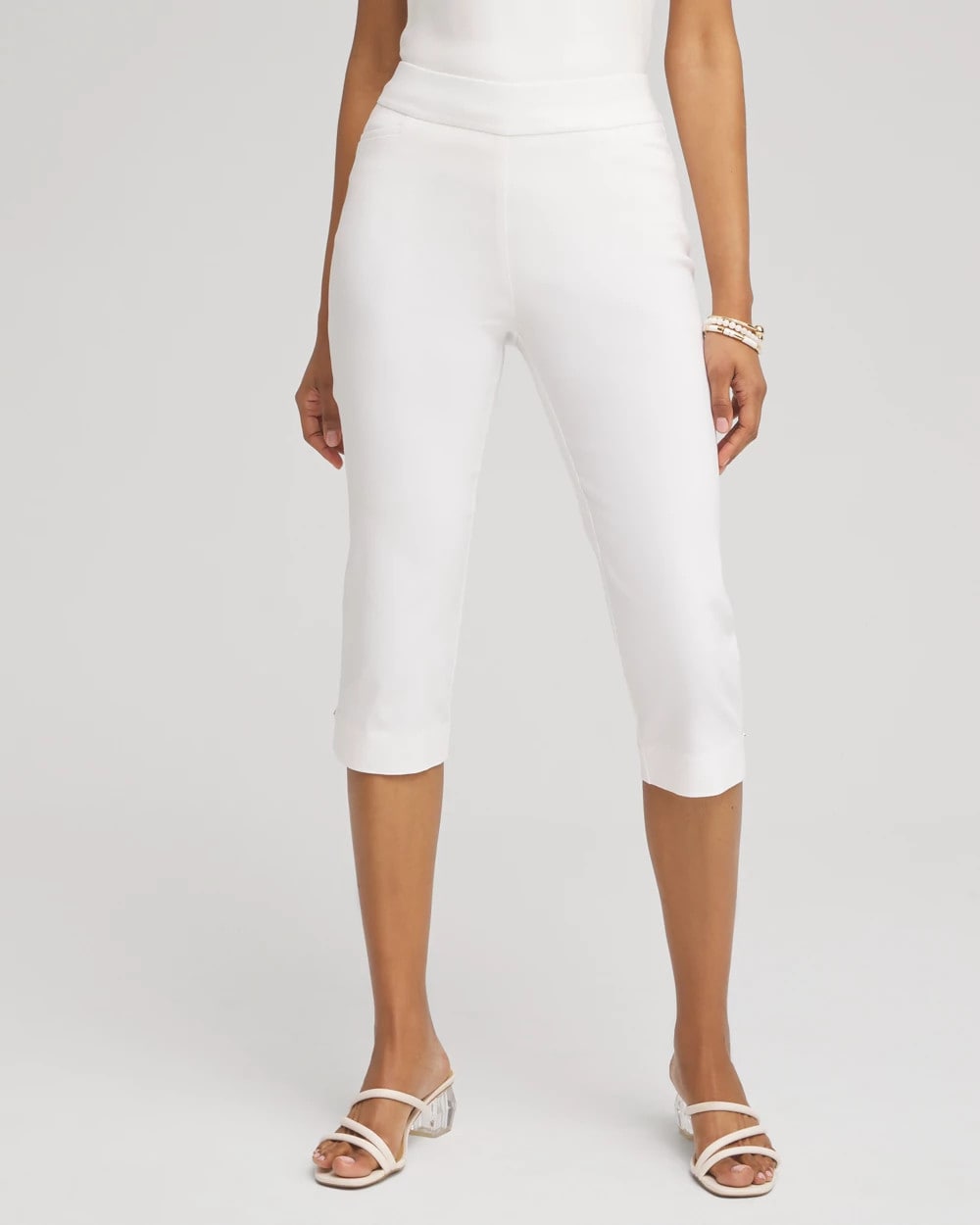 Chico's Petite Brigitte Rivet Capris ALABASTER