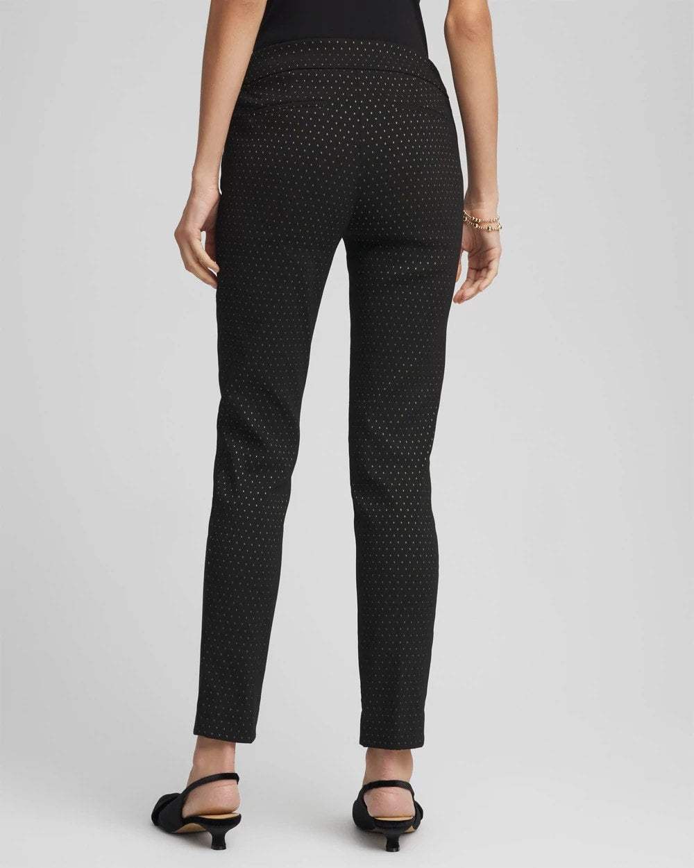 Chico's Petite Jacquard Brigitte™ Slim Ankle Pants BLACK