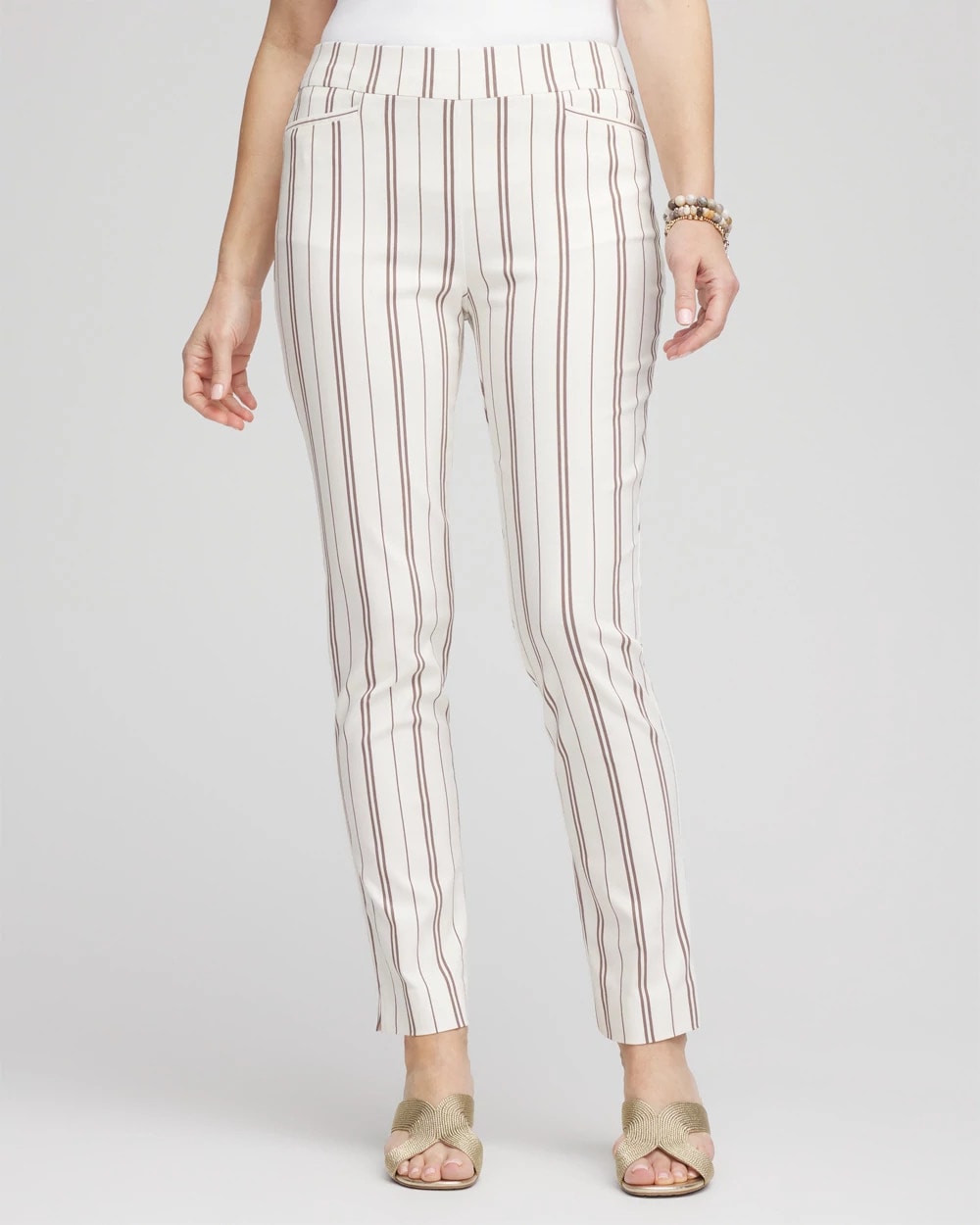 Chico's Petite Brigitte™ Striped Ankle Pants ALABASTER