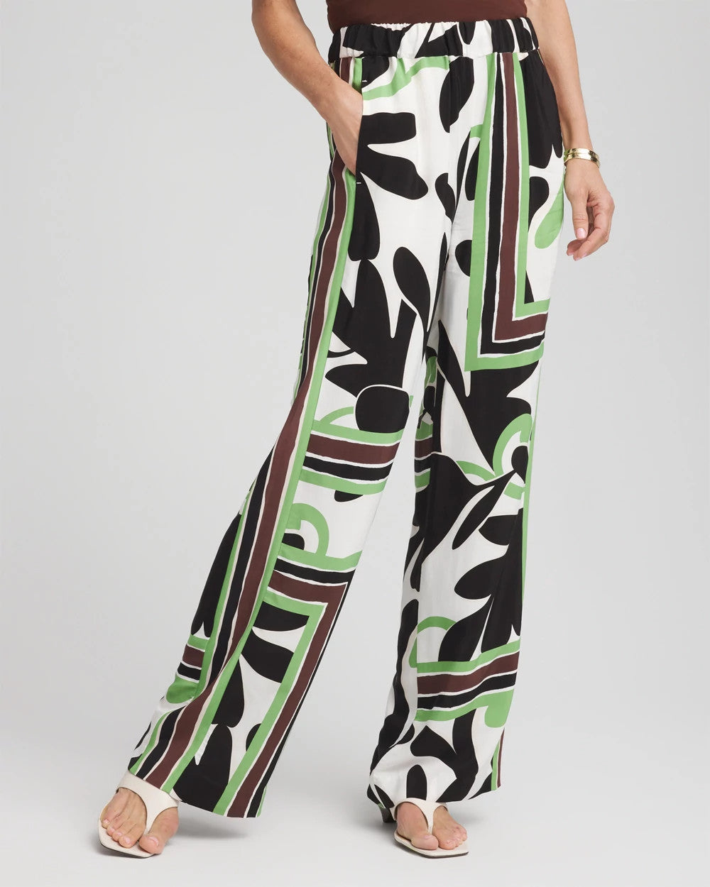 Chico's Petite Printed Silky Soft Pants ECRU