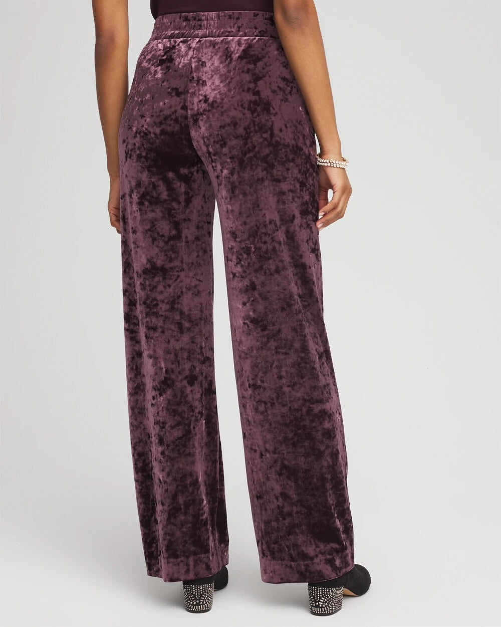Chico's Petite Crushed Velvet Wide-Leg Pants NIGHT BLOOM