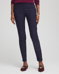 Chico's Petite Pinstriped Brigitte™ Slim Pull-On Ankle Pants PASSPORT BLUE
