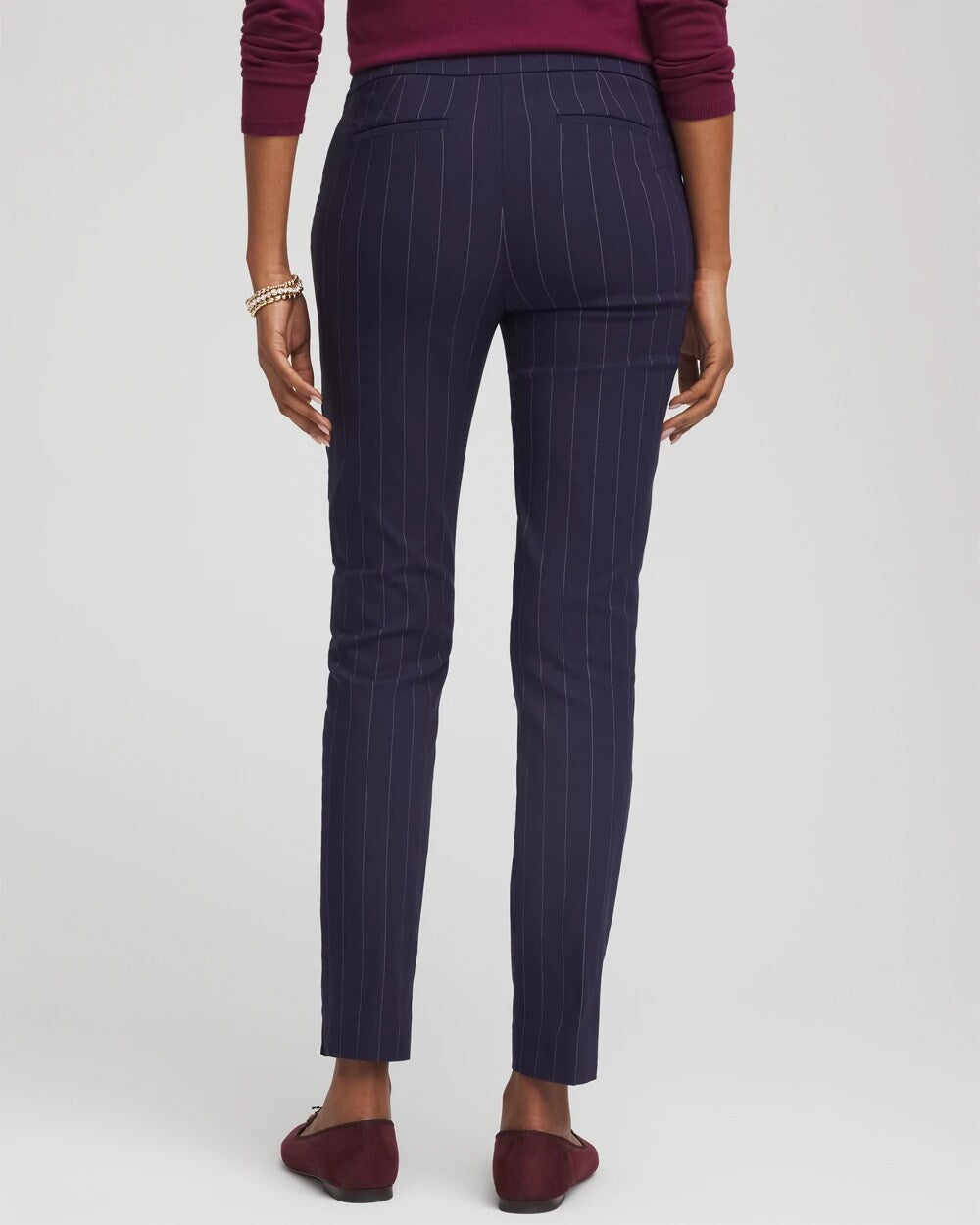 Chico's Petite Pinstriped Brigitte™ Slim Pull-On Ankle Pants PASSPORT BLUE