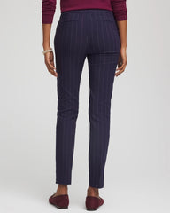 Chico's Petite Pinstriped Brigitte™ Slim Pull-On Ankle Pants PASSPORT BLUE