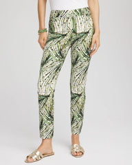 Chico's Petite Brigitte™ Slim Ankle Palm-Print Pants ECRU