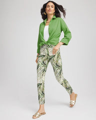 Chico's Petite Brigitte™ Slim Ankle Palm-Print Pants ECRU