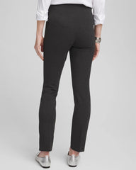 Chico's Petite Juliet Trim Detail Ponte Ankle Pants GRAPHITE HEATHER GRAY