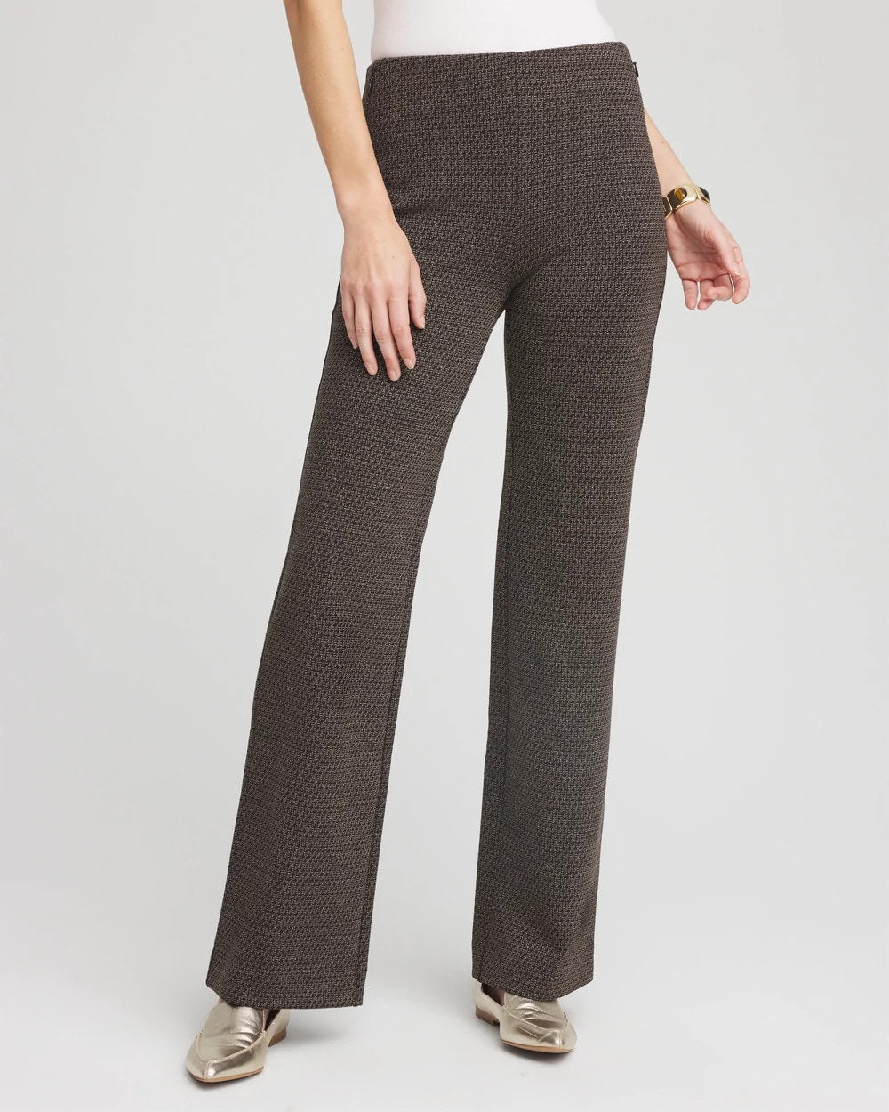 Chico's Juliet Jacquard Full-Length Ponte Pants BLACK