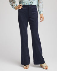 Chico's Petite Faux Suede Bootcut Ankle Pants PASSPORT BLUE