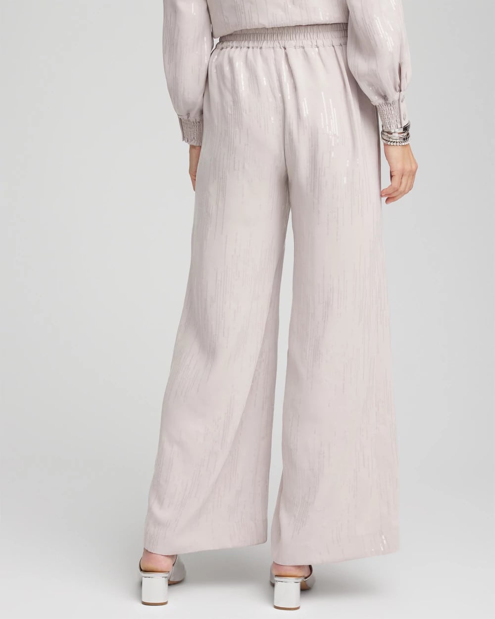 Chico's Petite Sequin Wide Leg Pant HELIUM