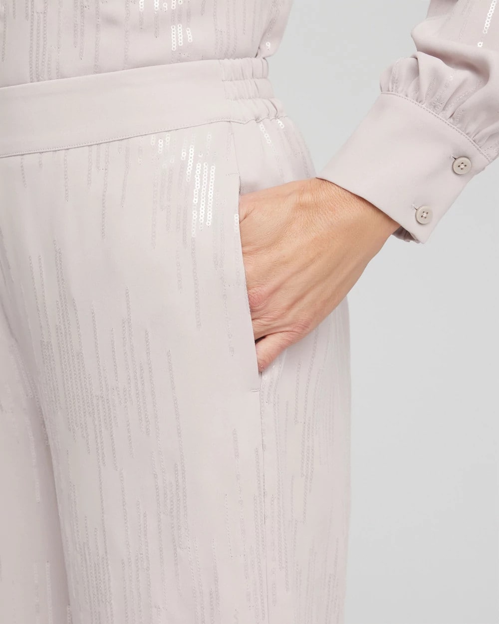 Chico's Petite Sequin Wide Leg Pant HELIUM