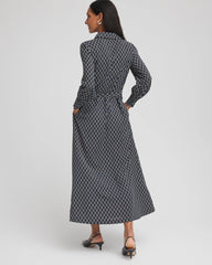 Chico's Petite Chain Print Maxi Shirtdress PASSPORT BLUE
