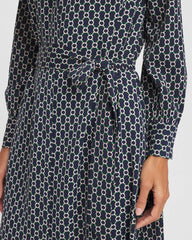 Chico's Petite Chain Print Maxi Shirtdress PASSPORT BLUE