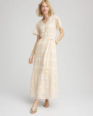Chico's Crochet-Lace Maxi Dress GLISTENING SAND