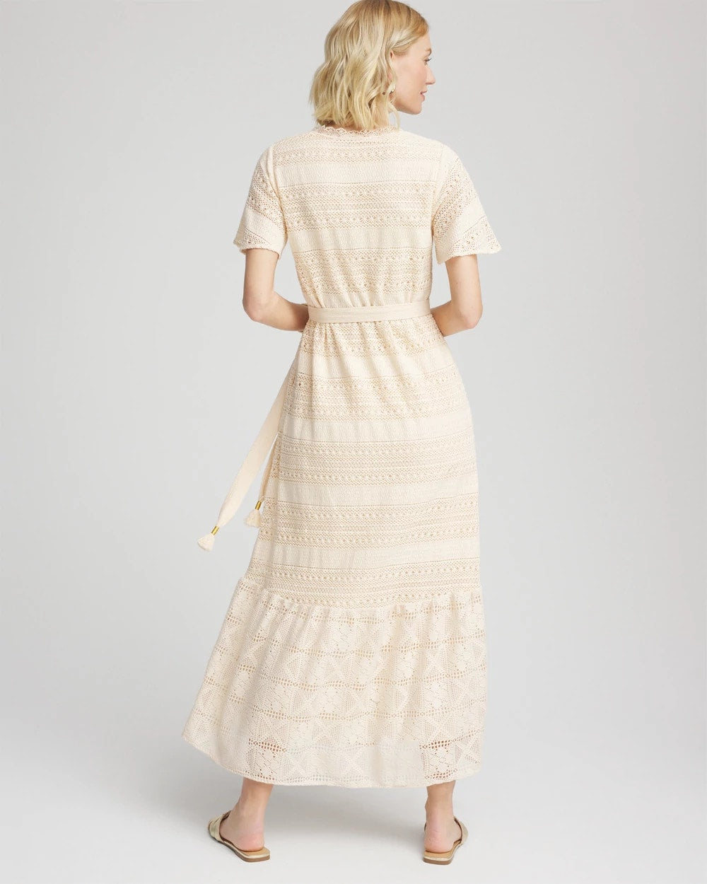 Chico's Crochet-Lace Maxi Dress GLISTENING SAND