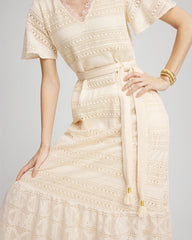 Chico's Crochet-Lace Maxi Dress GLISTENING SAND