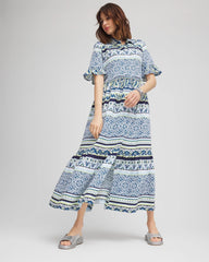 Chico's Petite Flutter-Sleeved Maxi Dress SEAPORT BLUE