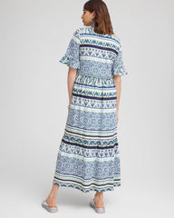 Chico's Petite Flutter-Sleeved Maxi Dress SEAPORT BLUE
