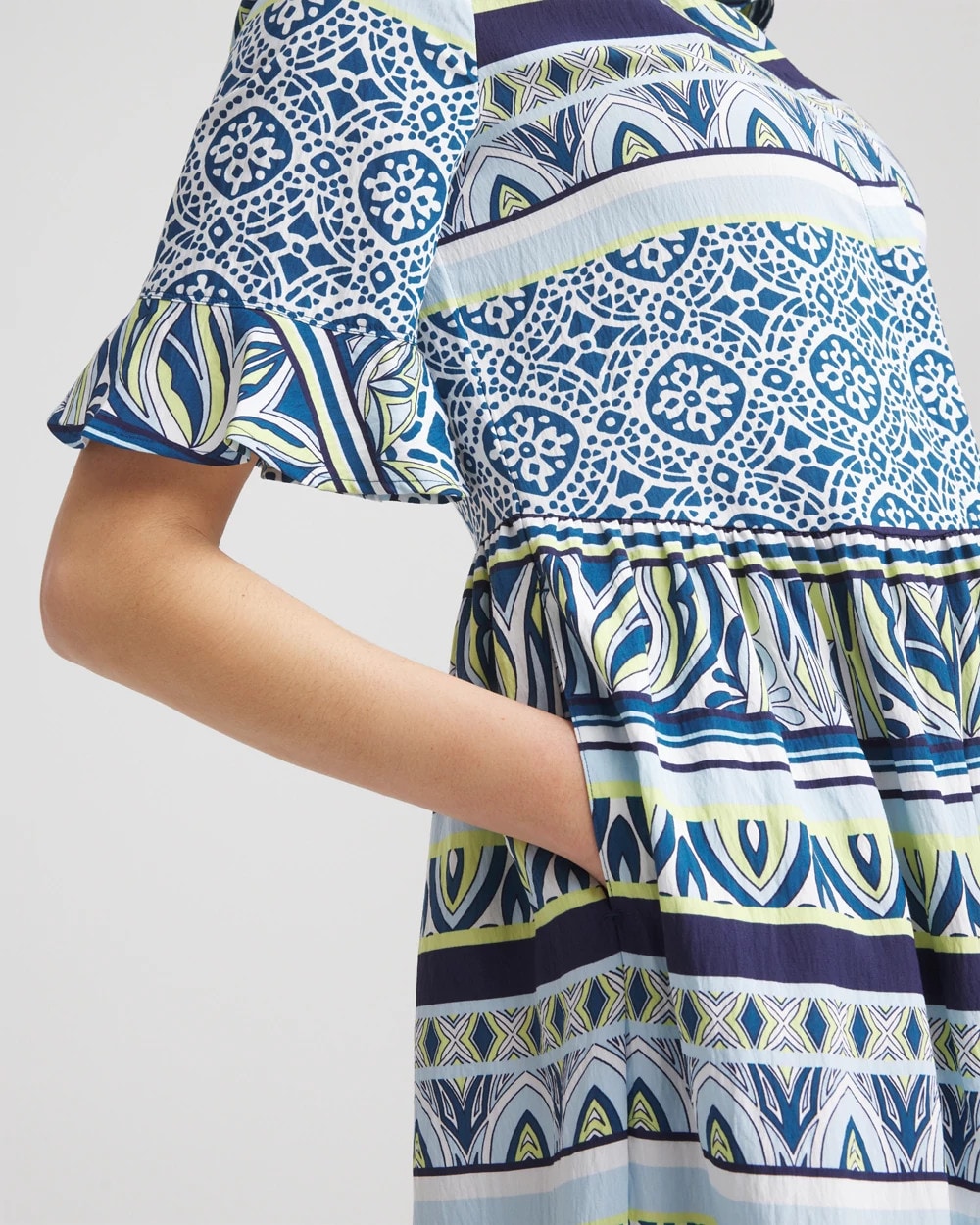 Chico's Petite Flutter-Sleeved Maxi Dress SEAPORT BLUE