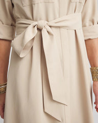 Chico's Twill Belted Midi Shirtdress WILD TRUFFLE