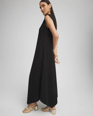 Chico's Petite Trapunto Placket Midi Dress BLACK