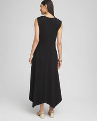 Chico's Petite Trapunto Placket Midi Dress BLACK