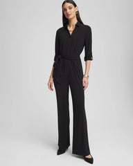 Chico's Petite Belted Jersey Maxi Jumpsuit BLACK