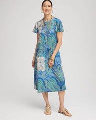 Chico's Petite Trapunto Midi Jersey-Knit Dress MULTI