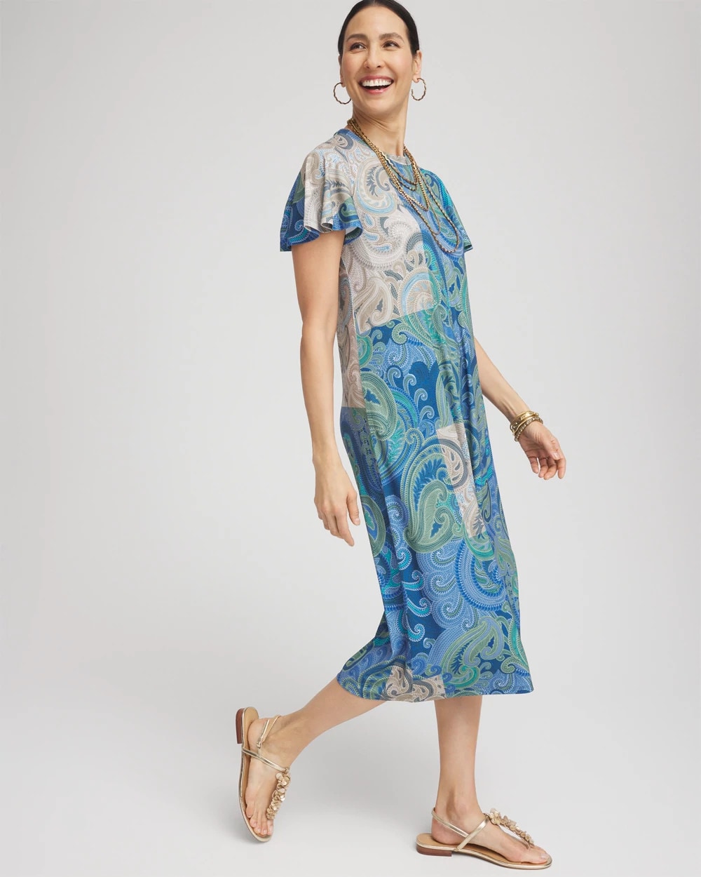 Chico's Petite Trapunto Midi Jersey-Knit Dress MULTI