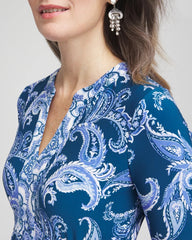 Chico's Petite Long Sleeved Jersey Maxi Dress SEAPORT