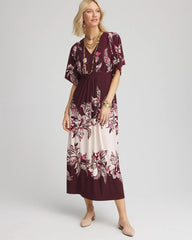 Chico's Petite Floral Flutter-Sleeve Maxi Dress BLACK