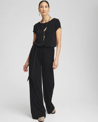 Chico's Petite Travelers™ Cap Sleeve Jumpsuit TRAVELERS BLACK
