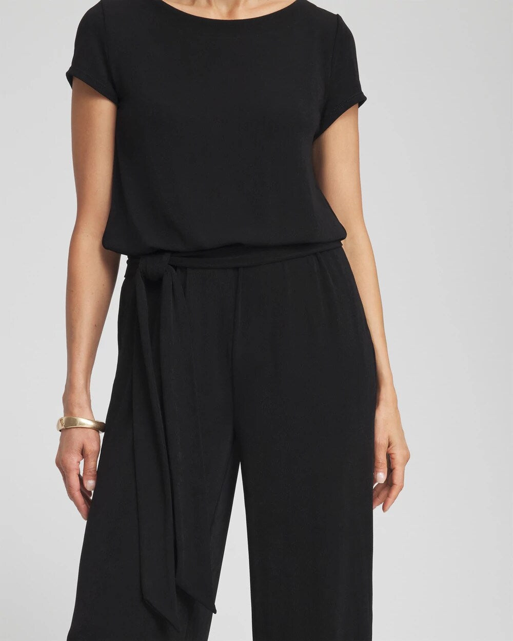 Chico's Petite Travelers™ Cap Sleeve Jumpsuit TRAVELERS BLACK