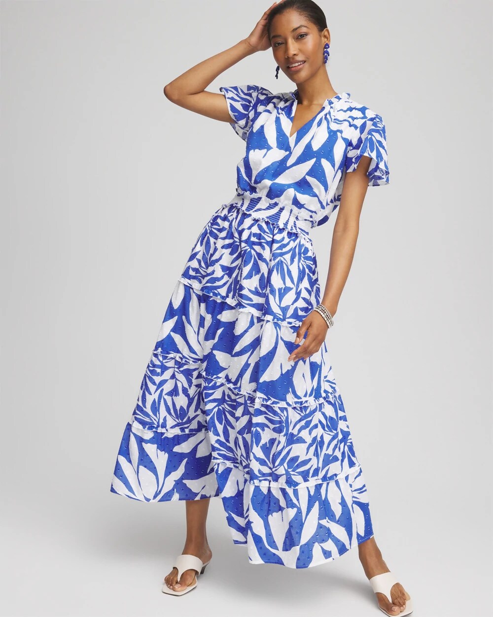 Chico's Petite Flutter Sleeved Maxi Dress RICH COBALT