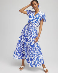 Chico's Petite Flutter Sleeved Maxi Dress RICH COBALT