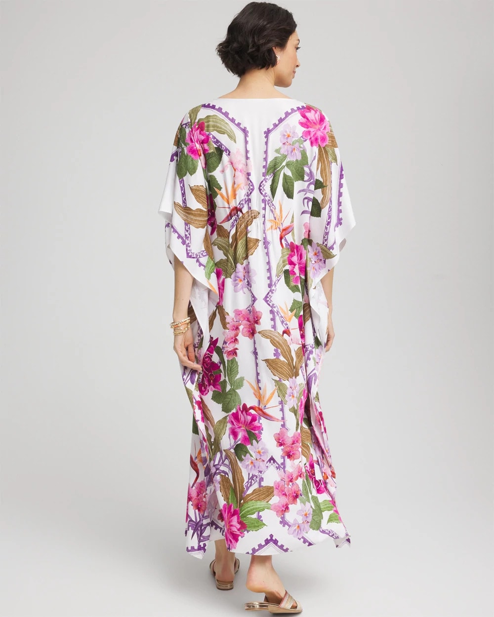 Chico's Petite Island Cinch-Waist Kaftan Dress ECRU