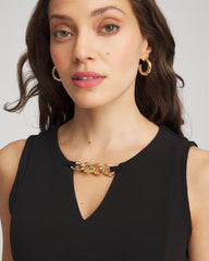 Chico's Petite Travelers™ Jersey Knit Chain-Trim Jumpsuit BLACK