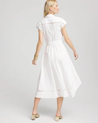 Chico's Petite Poplin Circle Trim Maxi Shirtdress ALABASTER