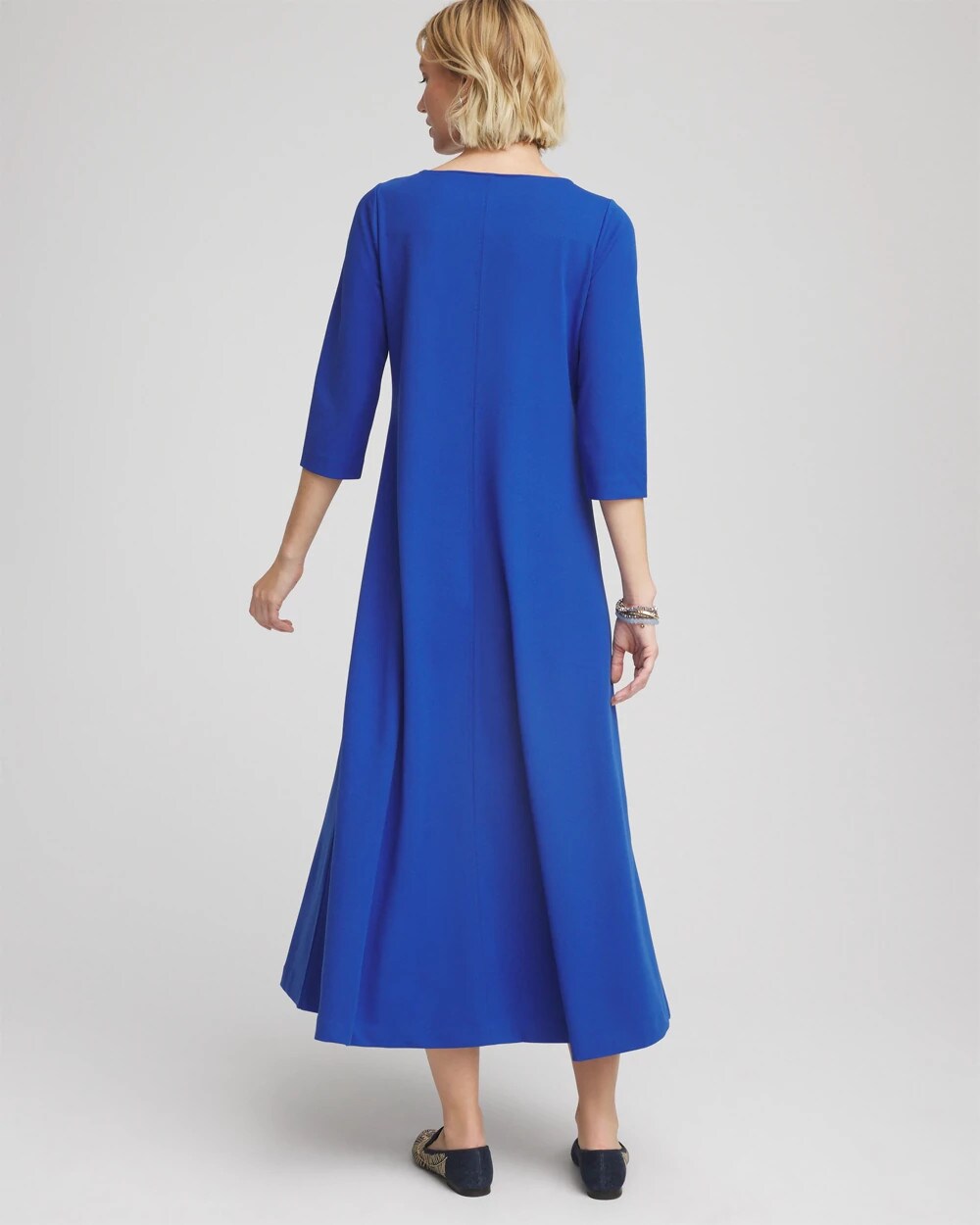 Chico's Petite Seamed Crepe Maxi Dress COBALT STONE