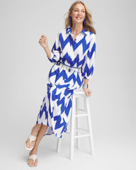 Chico's Petite Chevron Striped Shirtdress ALABASTER