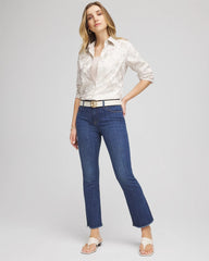 Chico's Petite Girlfriend Fray Hem Kick Flares CARINA INDIGO