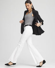 Chico's Petite Girlfriend No Stain Frayed Flared Jeans ALABASTER