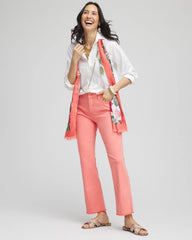 Chico's Petite Girlfriend Fray Hem Kick Flare Jeans MELON MAMBO